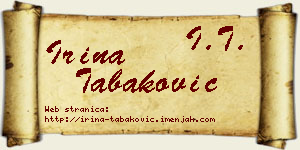 Irina Tabaković vizit kartica